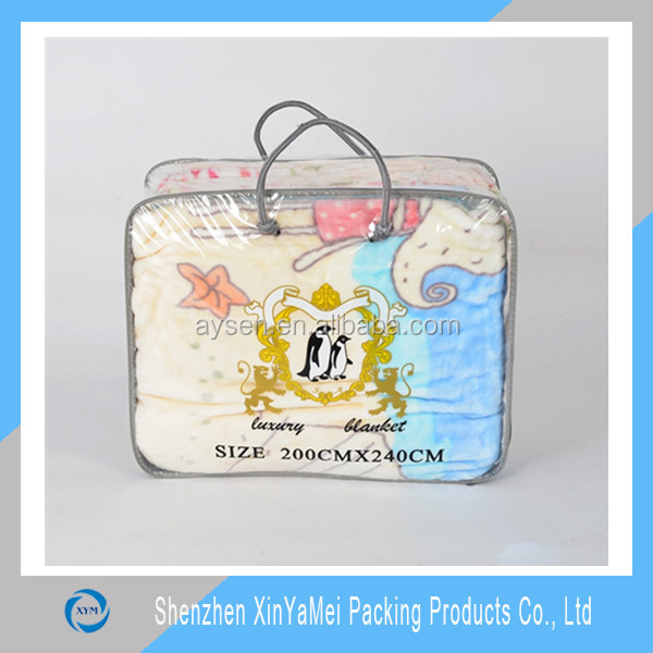 strong 0.14mm PVC plastic cushion bag with rope handle cheap price