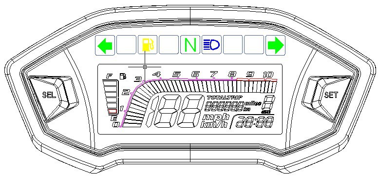 Купить Мото спидометр 7 цветов подсветки факультативного подсветки в ...