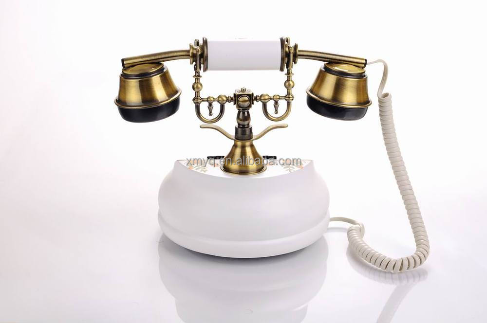 Wooden Hand-painted Corded Telephone Vintage Home Decor Retro Item