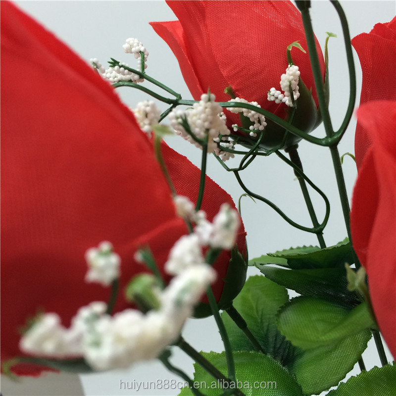 高品質安い赤い絹バラ人工結婚式の花の卸売仕入れ・メーカー・工場