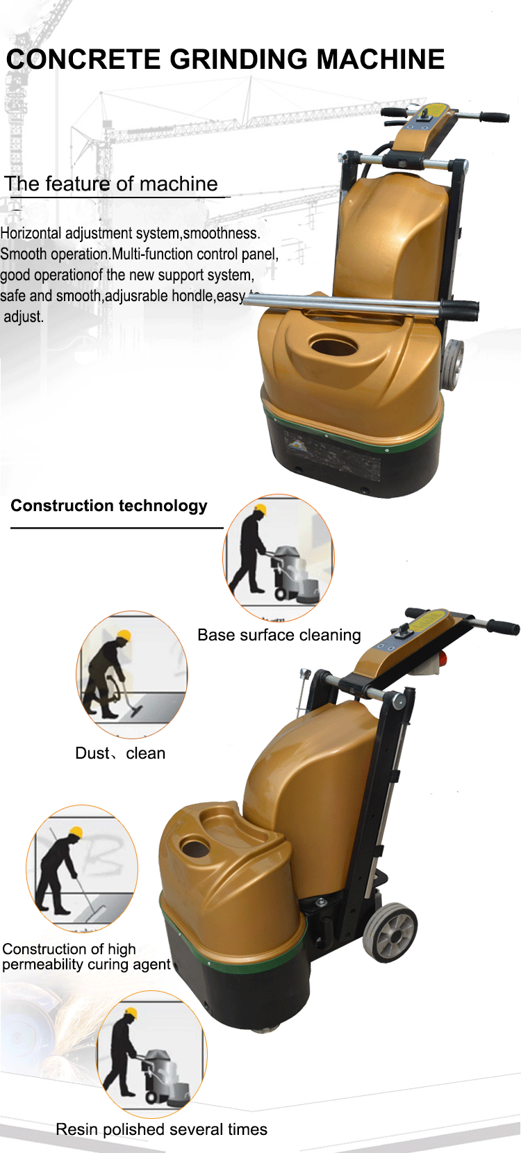 380v/ 220v single phase concrete floor wet grinder