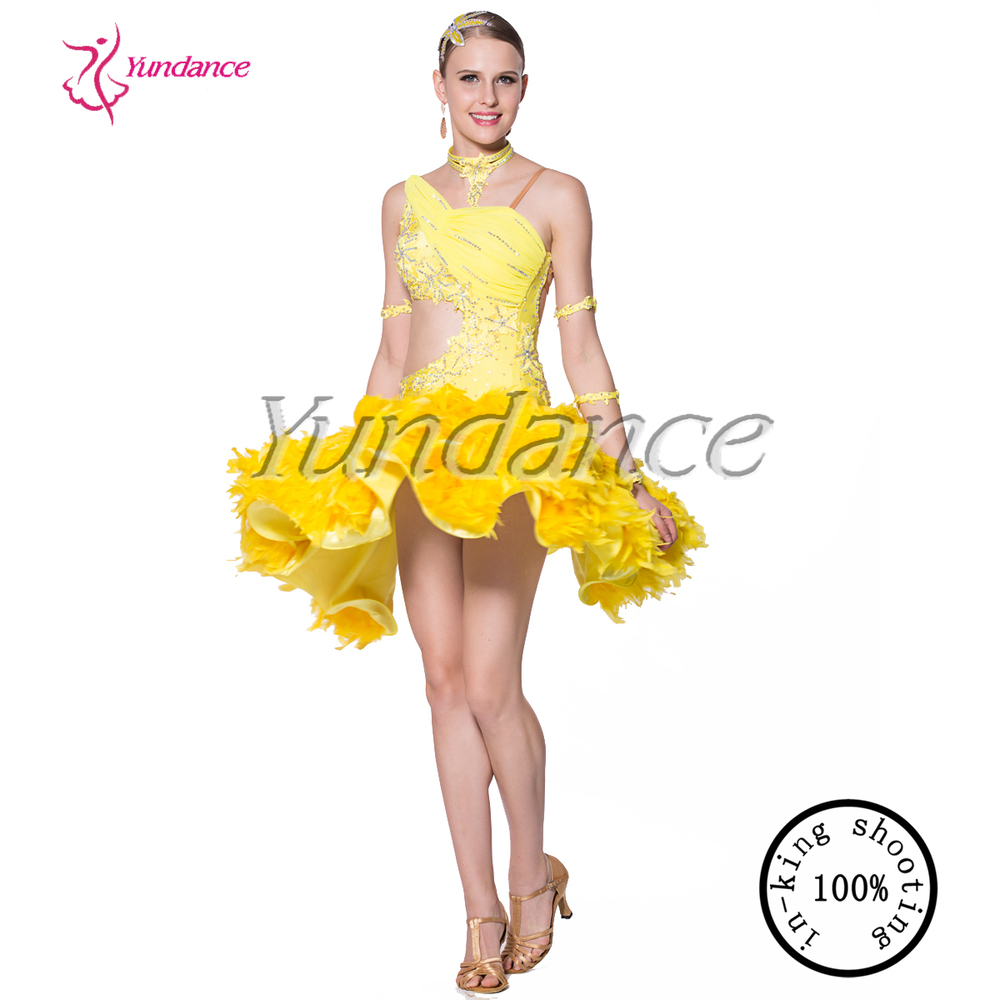 2016 Sexy Yellow Dancing Competition Latin Dance Dresses L1033 Buy