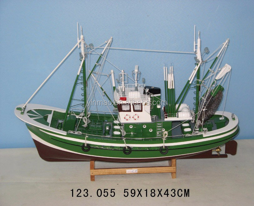 Wooden Boat Model Set Material Zhejiang Fishing Trawl Fishing Boat