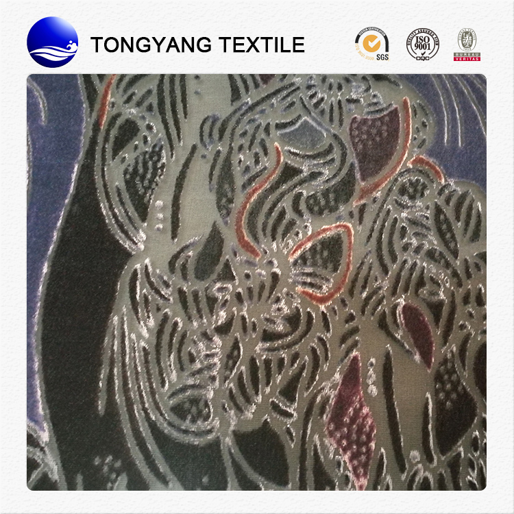 newest silk rayon velvet print burnout fabric hot-sale