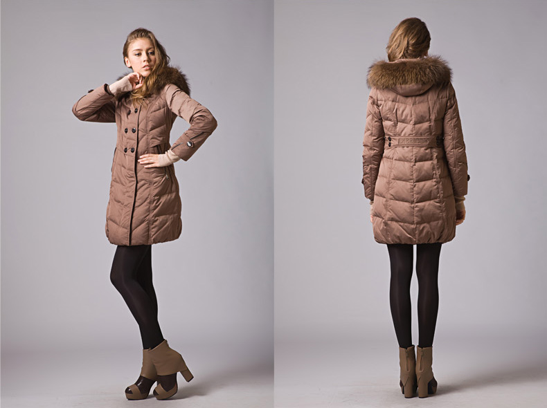 新しいスタイル2014年パディングジャケット毛皮の襟を持つオレンジ色の冬コート問屋・仕入れ・卸・卸売り