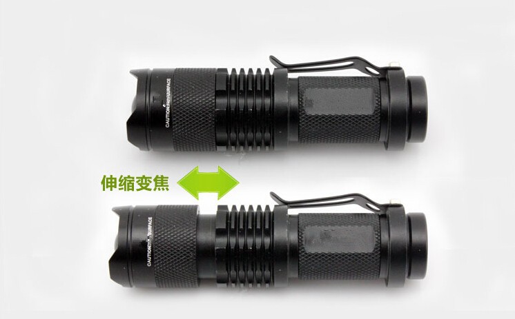 Sk68 7ワット300lm 3モード懐中電灯トーチ、 調整可能なフォーカスズーム、 黒仕入れ・メーカー・工場