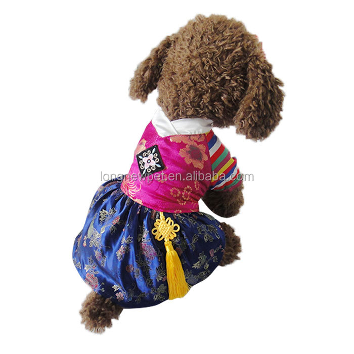 韓服の犬のアパレルドレス新年シルクフリース犬のための犬用のコート仕入れ・メーカー・工場