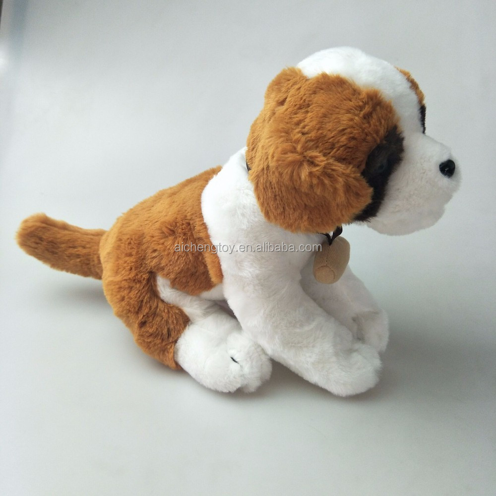 Lovely 20cm Switzerland Plush Saint Bernard Dog Toys With Barrel Custom