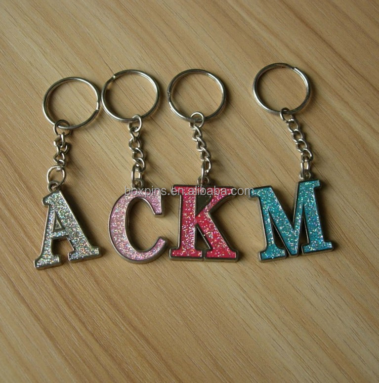 Custom Pink/white Letter K Keychain/key Ring With Glitter Rhinestone