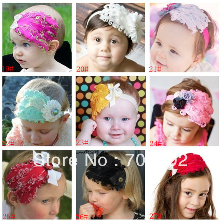 331 New baby girls' headbands and bows 282 Free Shipping 20Sets Baby Girls Princess Headbands Feathers Bows   