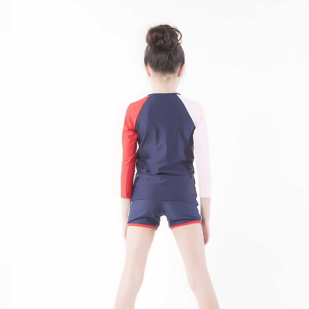 子供水着/女の子の水泳水着トップt- シャツの底ショートoem/odm2015熱い販売仕入れ・メーカー・工場