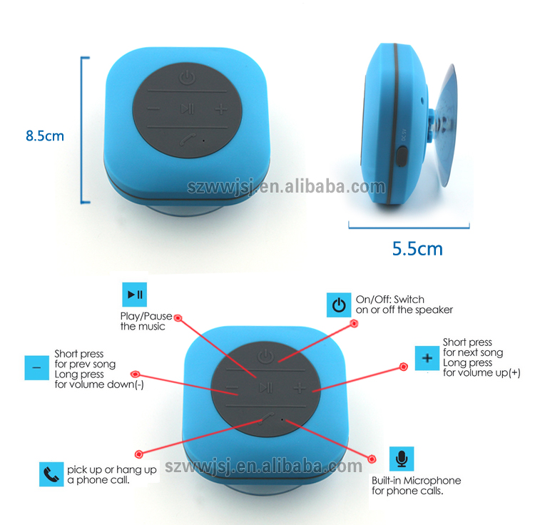 2016ワイヤレスポータブル防水のbluetoothスピーカーシャワースピーカー付き専用吸引カップ仕入れ・メーカー・工場