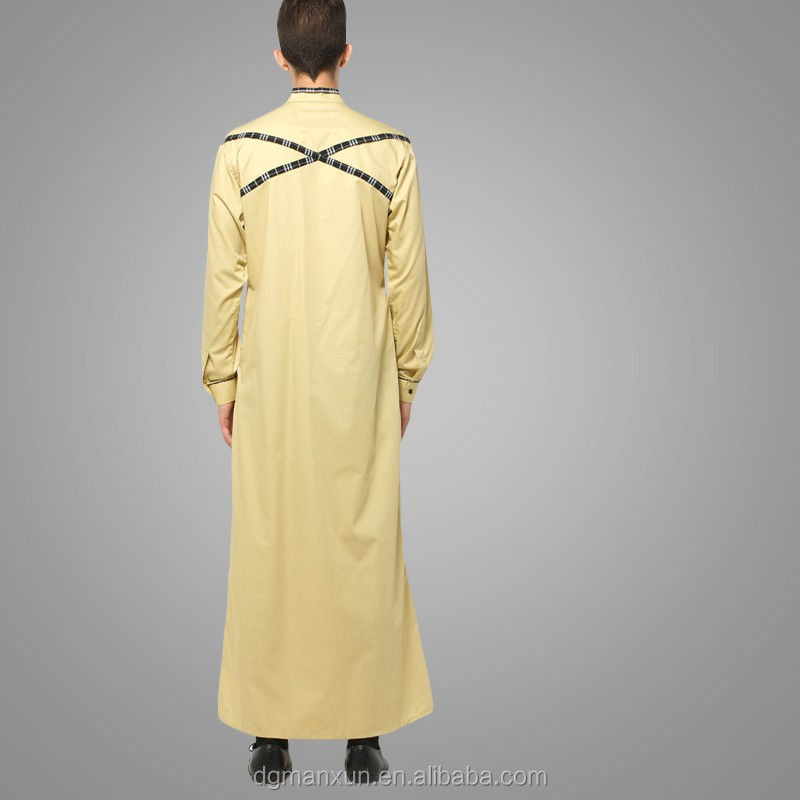 Mens Thobe Islamic Clothing with X Series Light Gold Men Abaya (1).jpg
