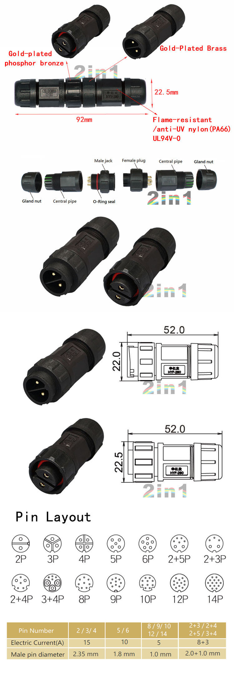 はんだ付けsk19-2pip67電線電線防水コネクタ仕入れ・メーカー・工場