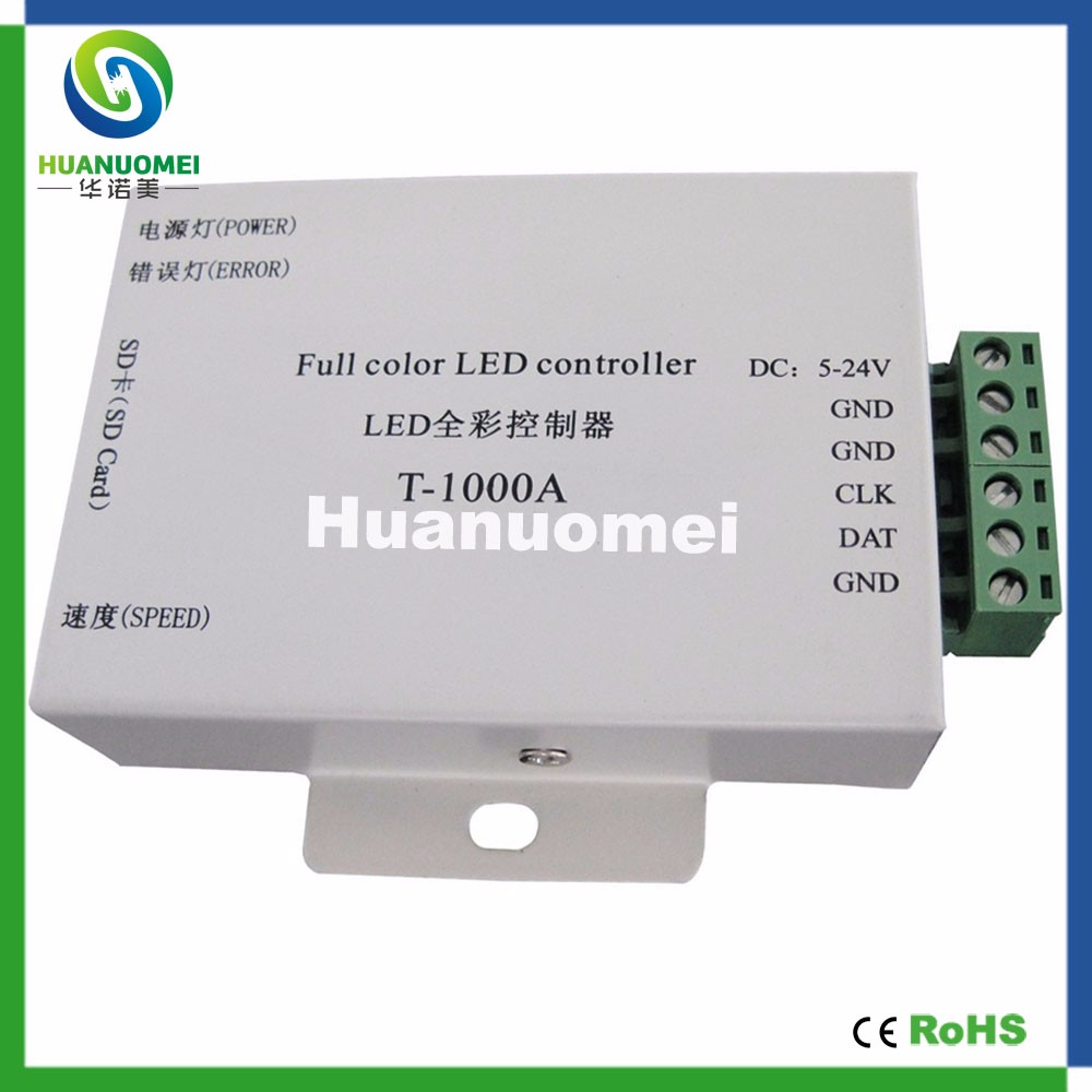 SdカードT-1000A ledピクセルコントローラ、フルカラーledコントローラ; dc5〜24ボルト、マックス2048ピクセル、サポートws2801、lpd6803、ws2811、TM1804etc。仕入れ・メーカー・工場
