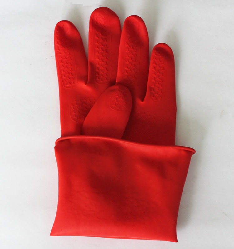 Red Cleaning Household Rubber Gloves Withou