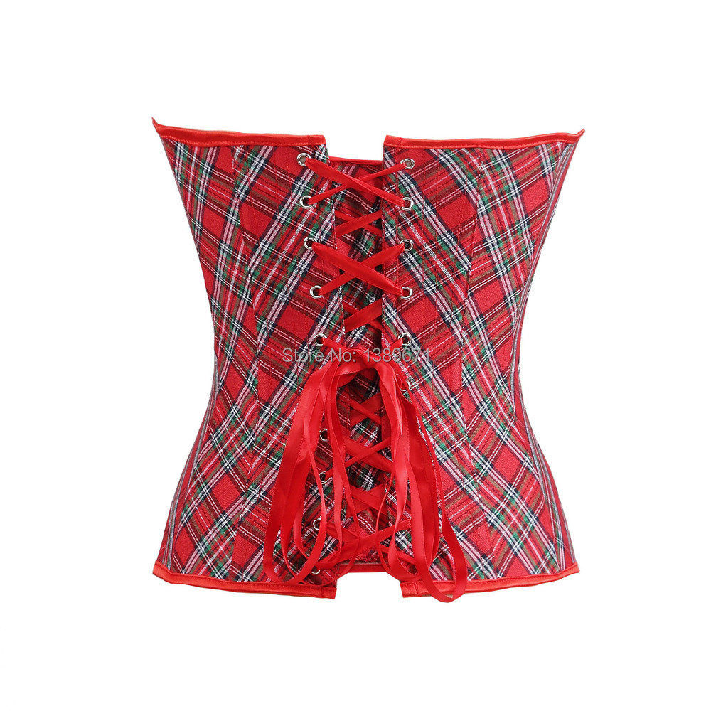 Hot redhead plaid corset