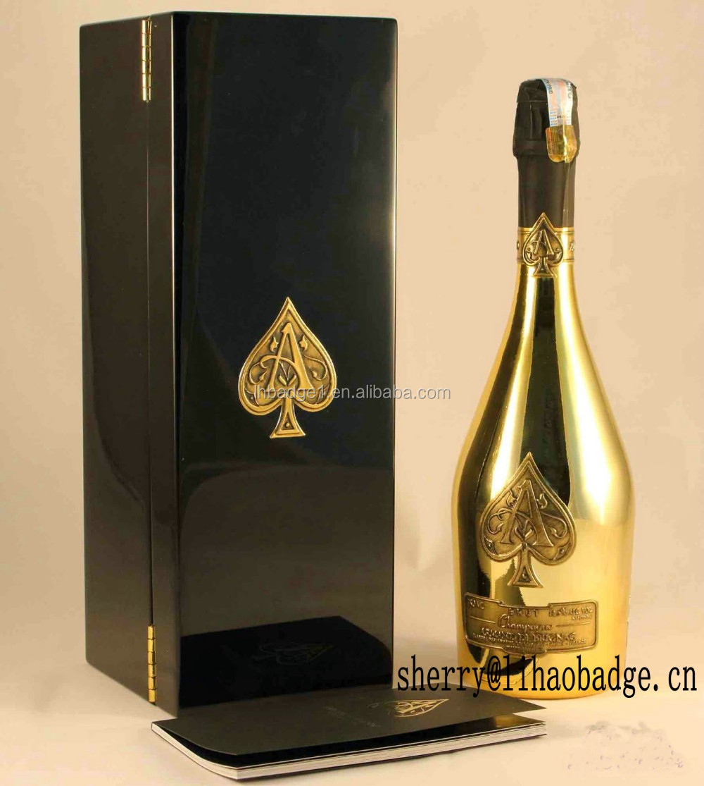 Source Embossed gold pewter metal stickers for Armand De Brignac