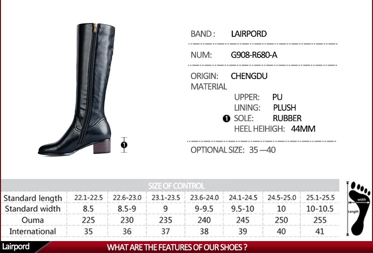 新しい到着中国卸売無料サンプル木材-スタイルヒールインナージッパー黒の高いブーツ2016仕入れ・メーカー・工場