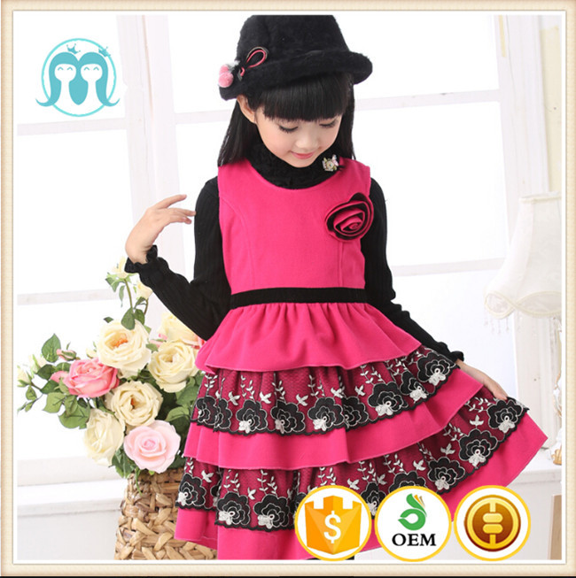 Autumn Winter Vest Woolen Children Dress Ruffles Baby Girl Woolen