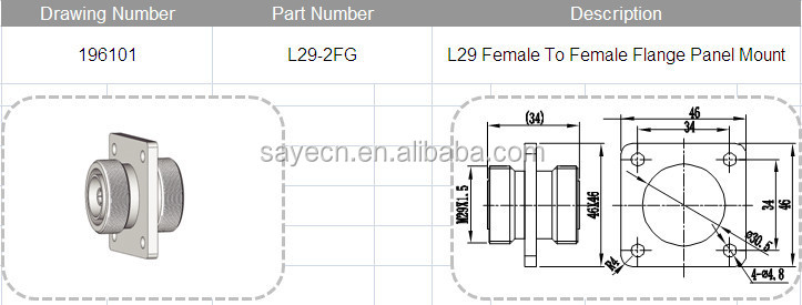 L29コネクタ、 7/16dinコネクタ- l29メス〜メスフランジパネルマウント仕入れ・メーカー・工場