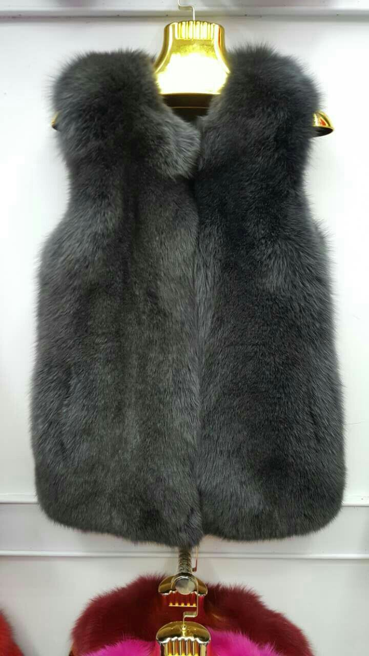 Volledige huid vos bont gilet/bruine kleur bont vest voor vrouwen ... Kleur ontwerp bruine