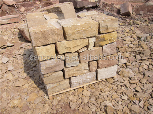 黄色の砂岩ビッグキューブ、 wallstone、 壁石、 造園石 問屋・仕入れ・卸・卸売り