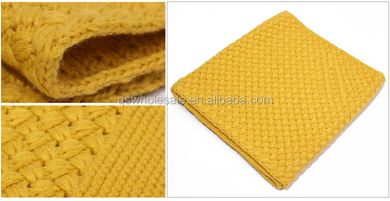 ファッションアクリルソリッドカラーのスカーフ編み目織パターン仕入れ・メーカー・工場