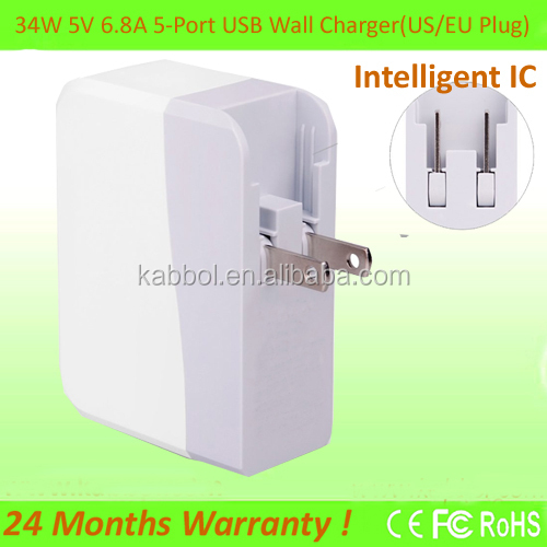 Kabboleu/私達プラグ5- ポートusb充電器マルチポート34ワット用usbウォールチャージャー電話問屋・仕入れ・卸・卸売り