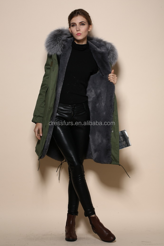 High Fashion Jacket Design Fashion Women Grey Faux Fur Lined Coat