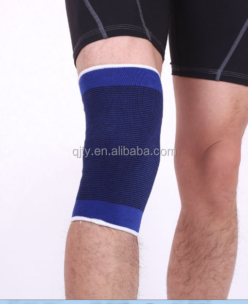 ロゴ繊維膝装具を編む綿弾性の膝サポートのナイロンの膝パッド問屋・仕入れ・卸・卸売り