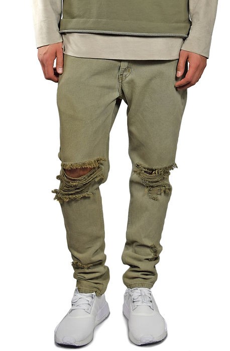 olive ripped jeans mens