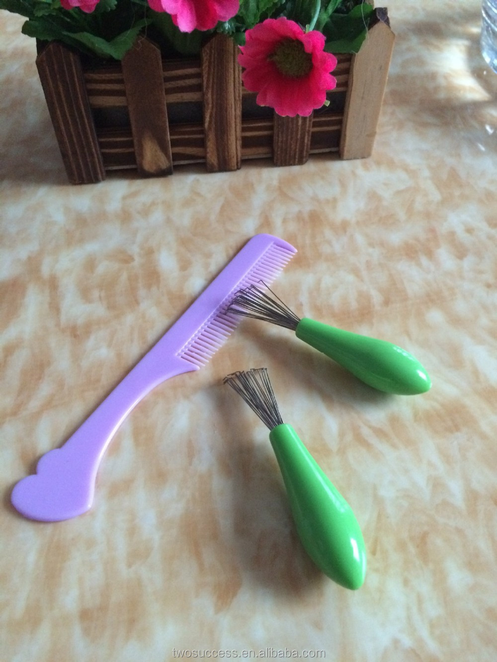 Super tiny cute colorful plastic handle embedded hair remover comb cleaner .jpg