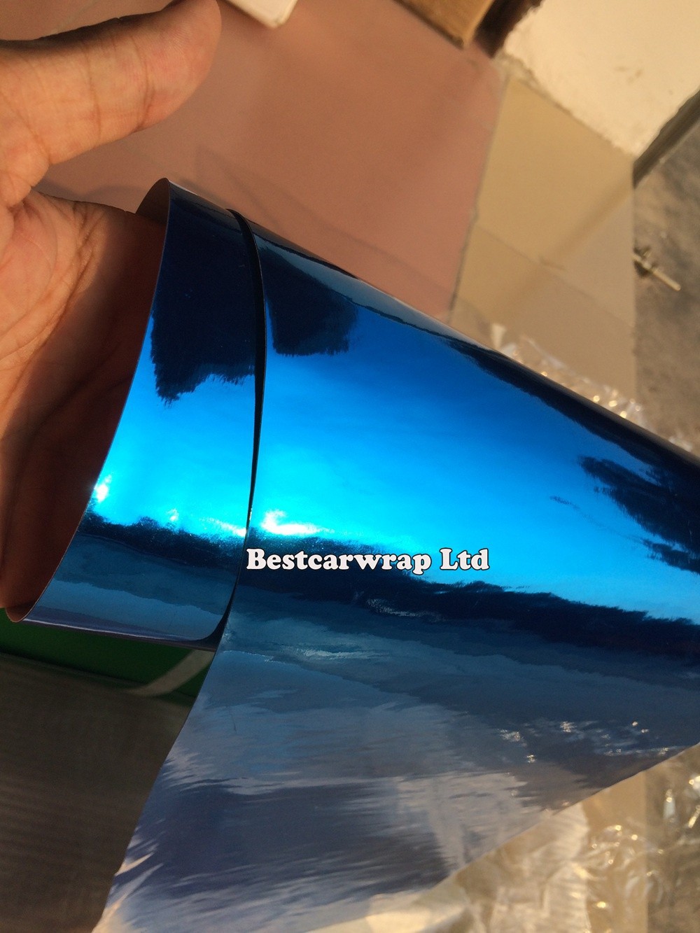 chrome mirror Blue Foil Car wrapping Chrom blue glossy Film Wrap Vinyl sticker 3m (6)