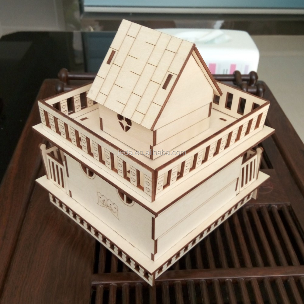 wood puzzle house 16cm (6)