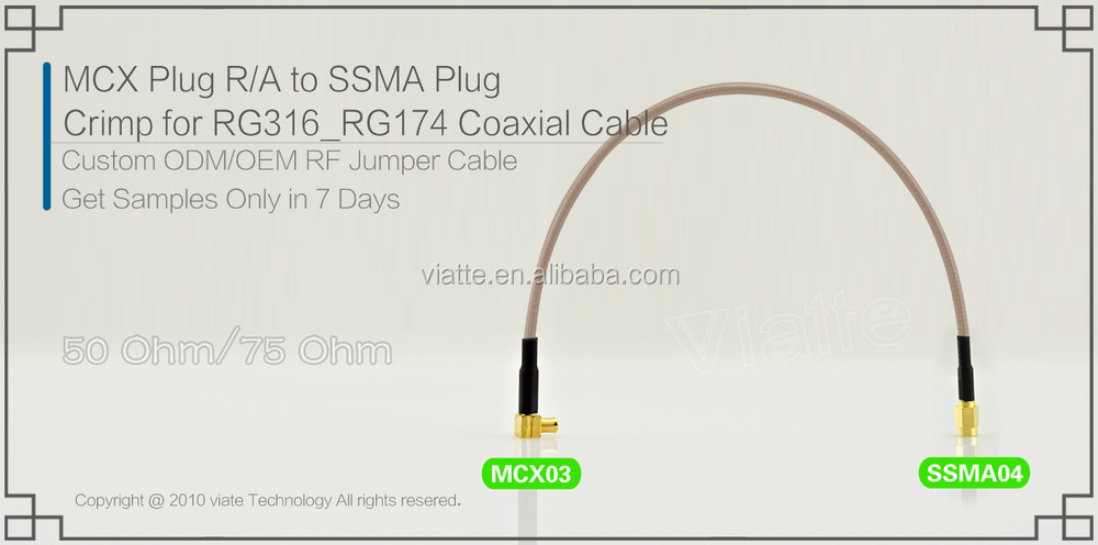 Mcxプラグ/maler/aにssmaプラグ/rg316_rg174オス圧着同軸ケーブルのコネクタのための仕入れ・メーカー・工場