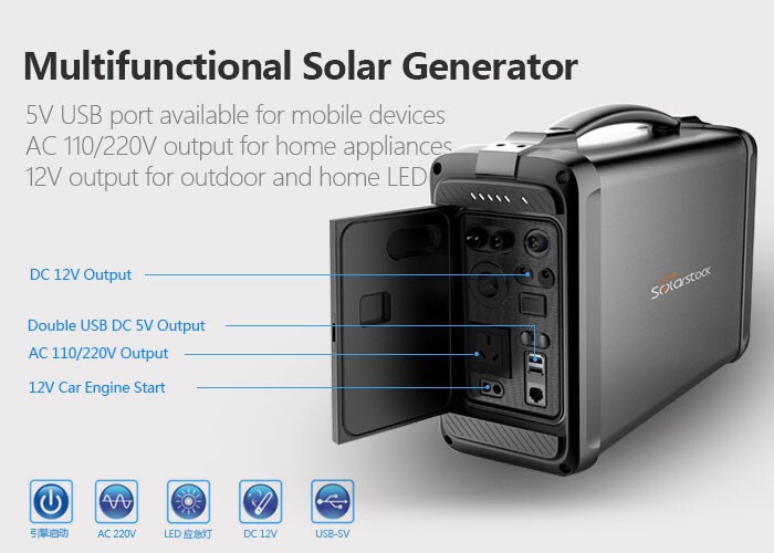 Portable Solar Generator Kit with 500 Watts of Solar Power for Homes and Off Grid