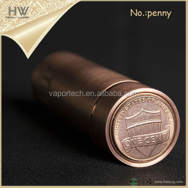 copper Mechanical mod 18350 18650 18500 battery copper mod copper penny mod
