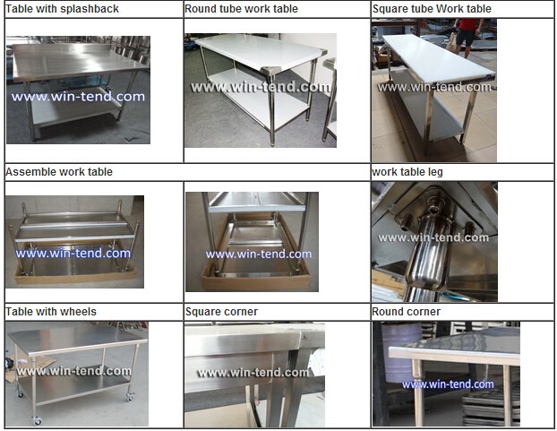 様々なデザイン押しボード業務用厨房の作業テーブルをシンクステンレス鋼仕入れ・メーカー・工場
