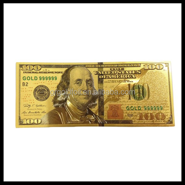私達の通貨紙幣24kの金箔、 黄金の工芸品の金メッキギフト紙幣ビジネスギフト仕入れ・メーカー・工場