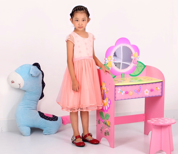 子供ドレッサーの寝室の家具木製の妖精の子供服韓国鏡とスツール付き仕入れ・メーカー・工場
