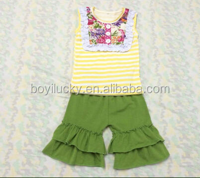 新しい春象幼児女の子ブティック綿ダマスク子供フリルトップスとアイシングショーツ女の子クスクスムーンリメイク衣装仕入れ・メーカー・工場