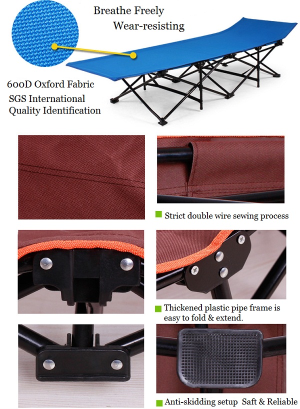 Oxford fabric heavy duty cheap folding portable camping bed