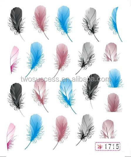 new feather nail sticker (7)