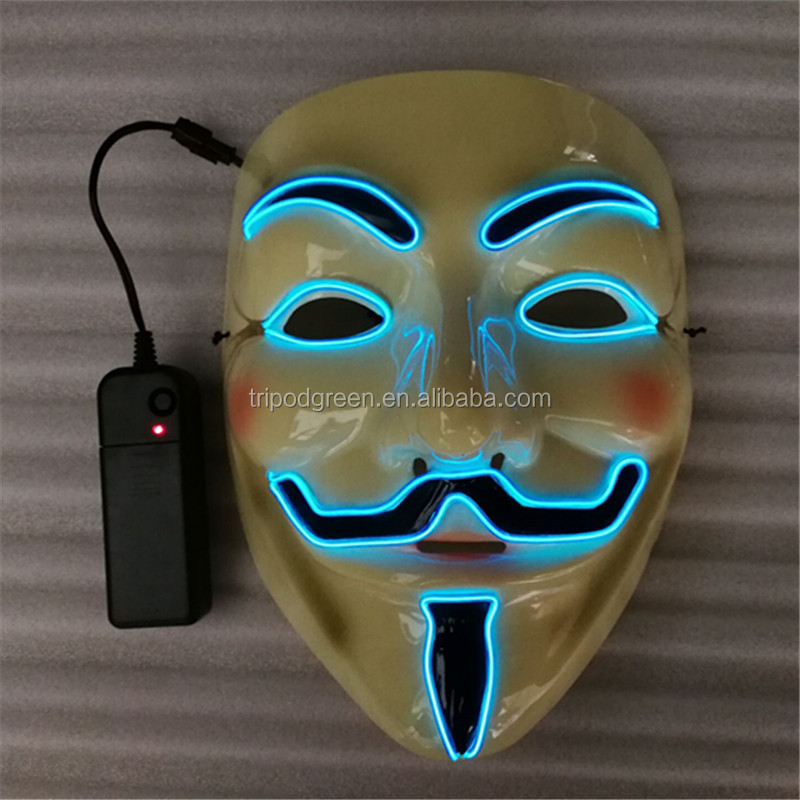 Best Sell Light up Hacker Mask, LED V Mask for Vendetta