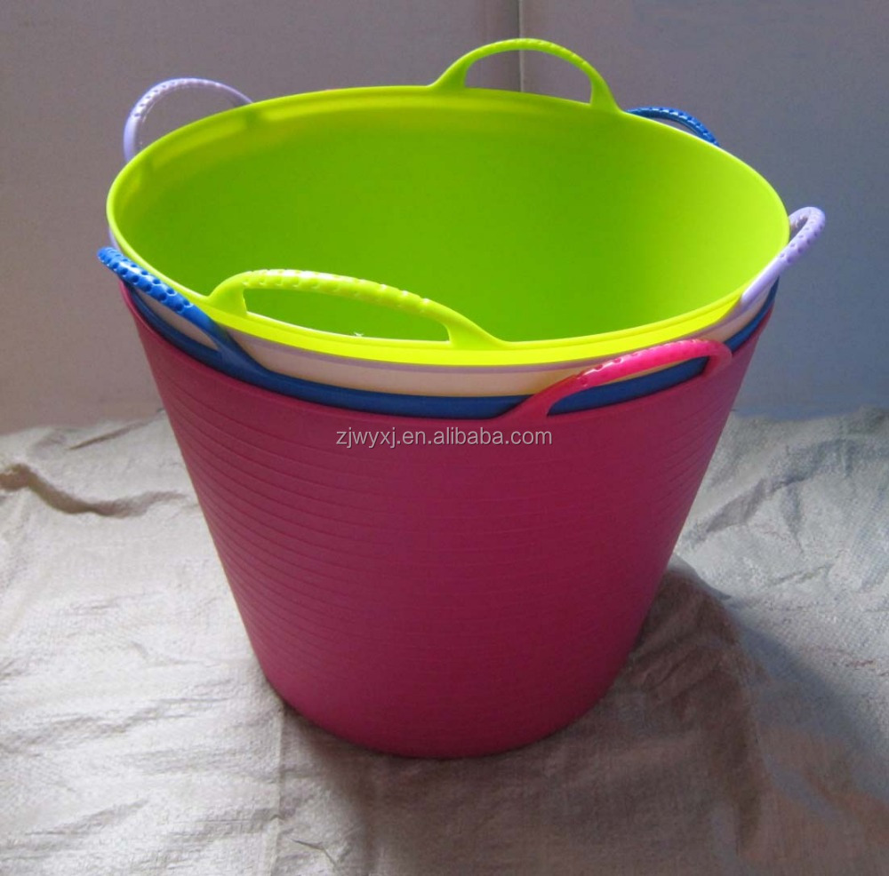 14l Colorful Pe Plastic Laundry Basket With Two Handles Buy Flexible