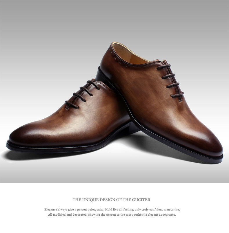 ハイテク- グッドイヤーウエルトイタリア靴の手が作ったカスタムシューズ木茶色の男性のビジネス本革秋のレース- アップメンズシューズ仕入れ・メーカー・工場