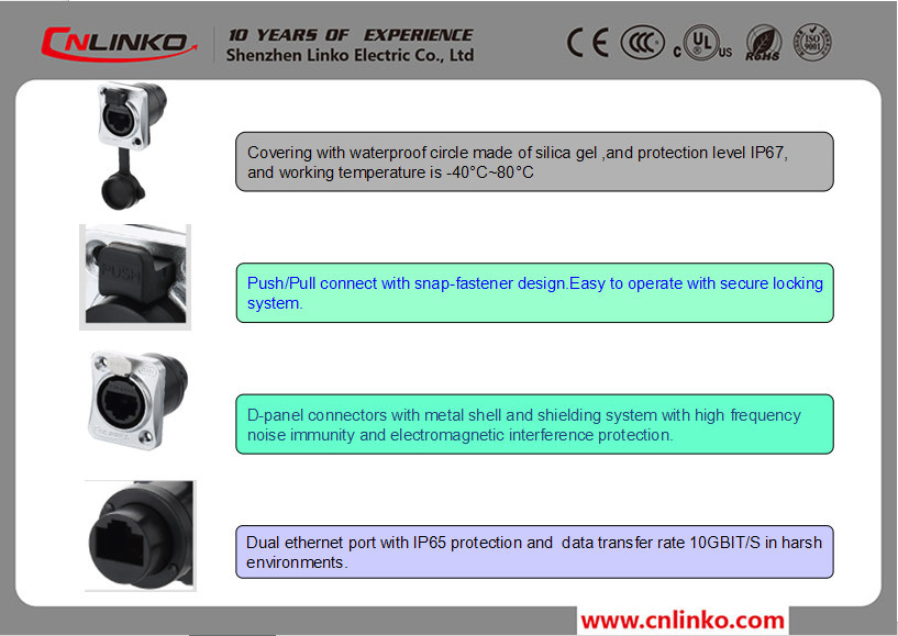 cnl<em></em>inko8ピンコネクタのip67rj45rj45イーサネットコネクタ屋外バルクヘッドコネクタ仕入れ・メーカー・工場