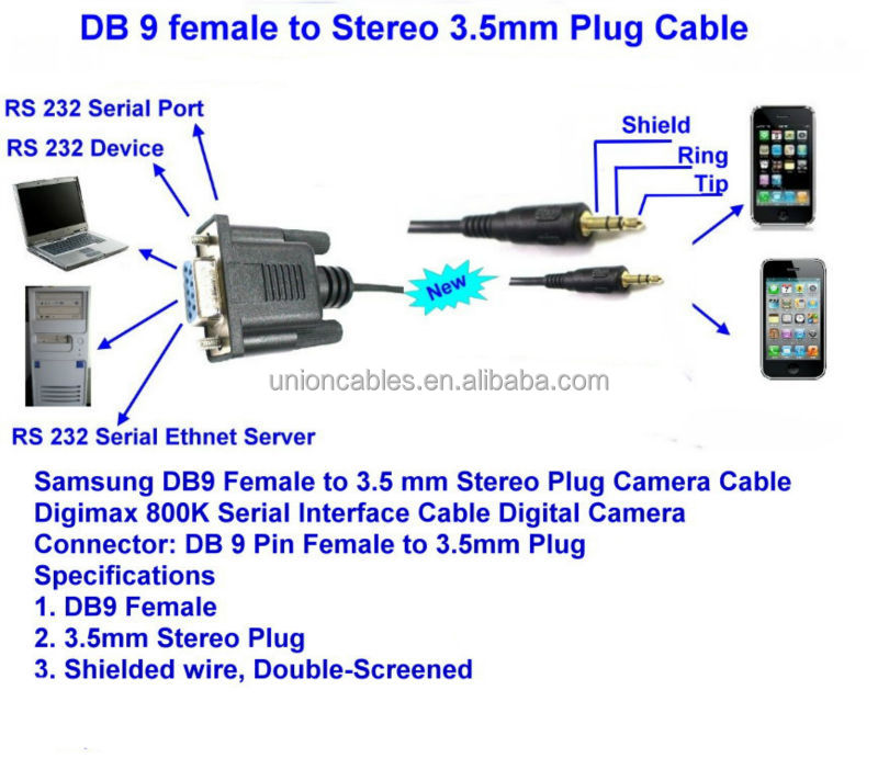 RS232 DB9 Female to 3.5mm Serial Data Cable for Samsung ExLink TV