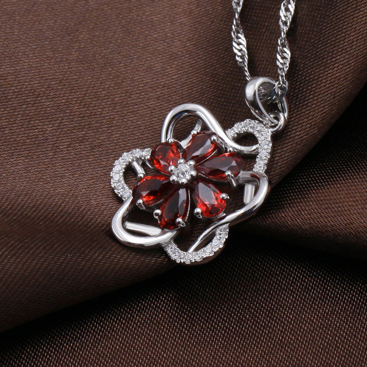 2014ファッションhot sale925シルパーガーネットペンダントロジウムメッキアクセサリージュエリー問屋・仕入れ・卸・卸売り